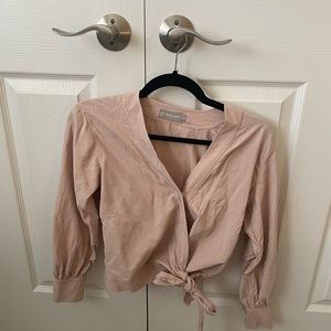 Everlane light pink tie front top